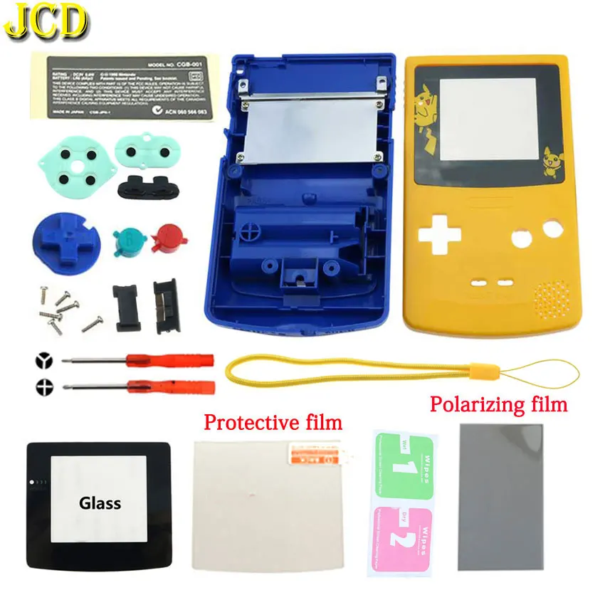 

Пластиковый корпус чехол для Gameboy цветной консоль GBC Передняя Задняя крышка W/наборы кнопок стеклянная линза поляризационная защитная пленк...