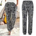Брюки женские, с высокой талией, с принтом, длинные, с карманами, 2021
