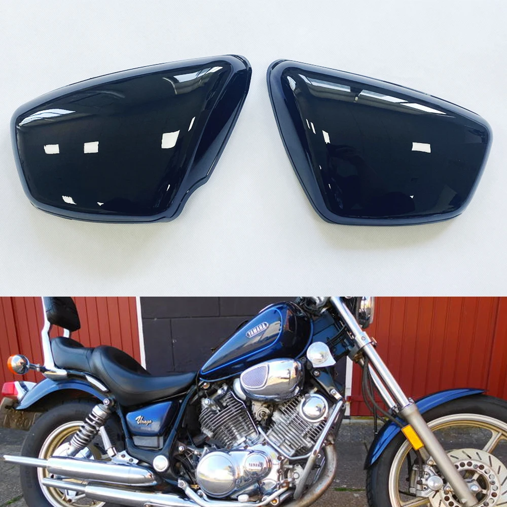 

Обтекатель для аккумулятора мотоцикла, яркий черный, правый левый боковой протектор для Yamaha XV700 750 1000 1100 Virago 1984-Up Moto Parts