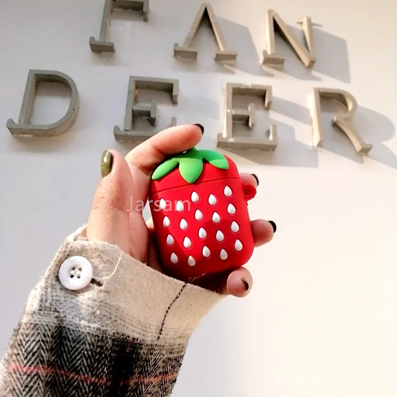 Strawberry Милый мультяшный беспроводной Чехол для наушников для Apple AirPods 2 Силиконовый чехол для зарядки наушников Защитный чехол для AirPods - Цвет: Strawberry