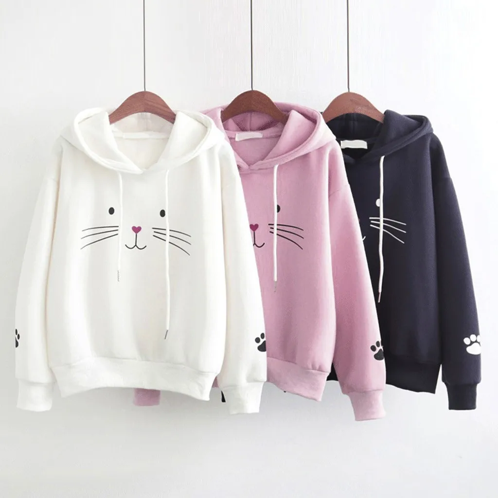 

CHAMSGEND fashion Streetwear Hoodies Women Long Sleeve Hoodies Harajuku Hoodie Cute Cat Print Sweatshirt Women Sudadera Mujer #4