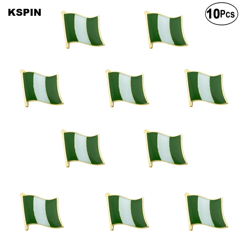 10 шт./партия булавки в виде флага Нигерии |