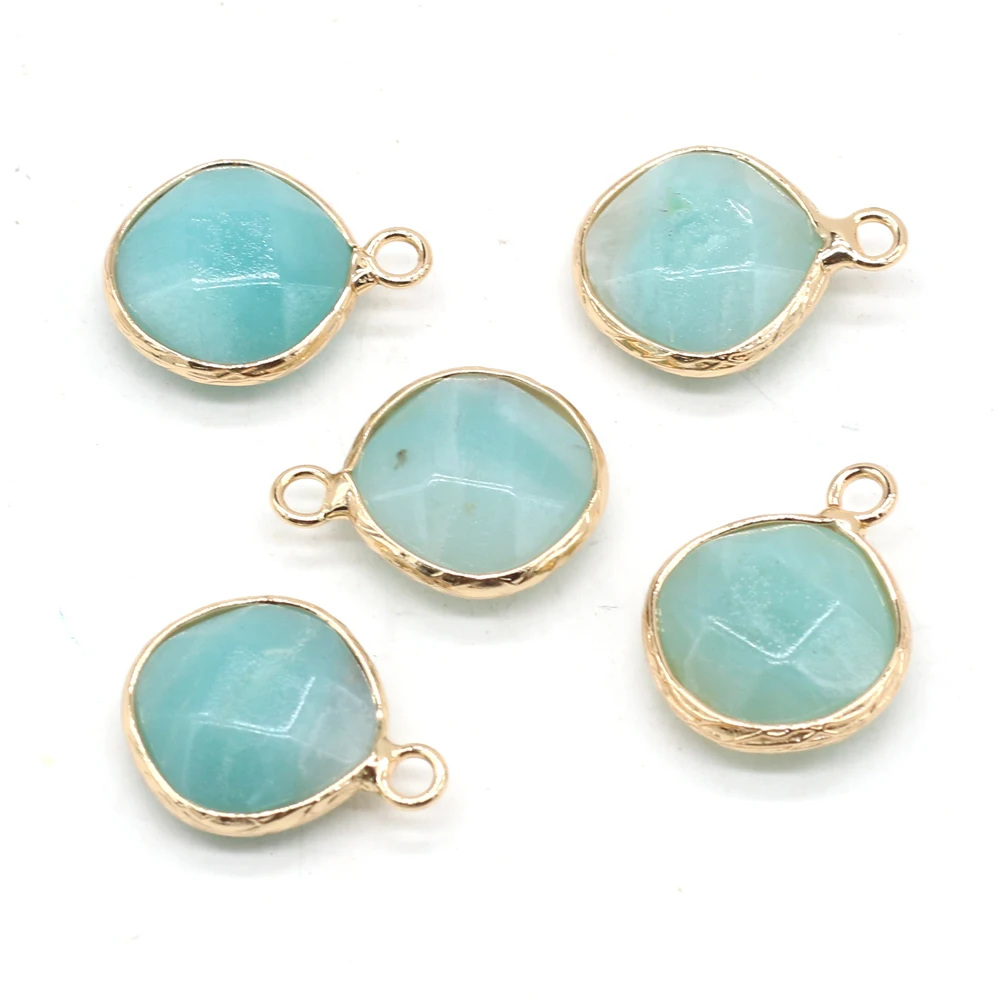 

2Pcs Small Pendants Natural Stone Amazonite Irregular Round Charms for Jewelry Making DIY Necklace Earring Accessories 15x20mm