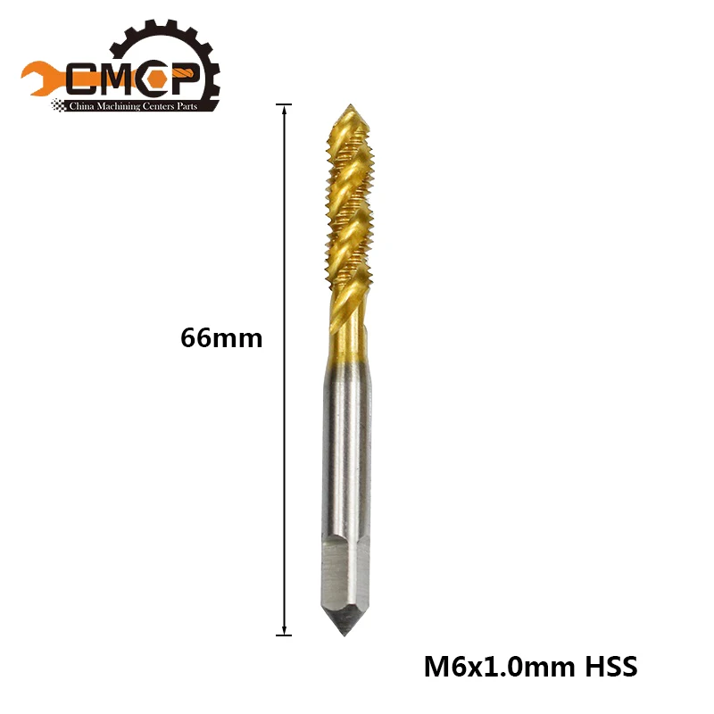 M6x1.0 1 шт. M2/M2.5/M3/M3.5/M4/M5/M6/M8 спиральный резьбовой кран высокоскоростной стальной ручной кран сверло титановое покрытие метрический винт кран - Цвет: M6x1.0