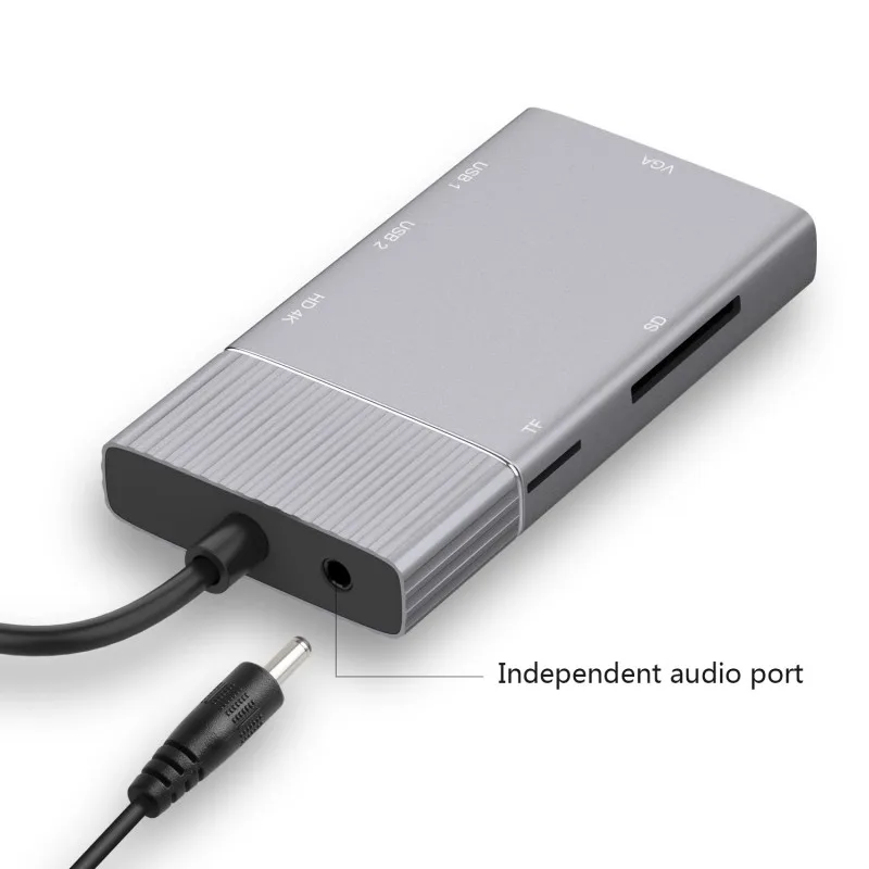 Type-C To HDMI + VGA 2 Port Usb3.0 SD / TF Card PD Multiport Adapter Converter Charge For Laptop/Phone |