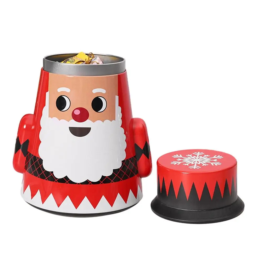

Large Stocking Tin Box Santa Claus Printed Tinplate Candy Box Store Some Biscuits Candies Enhance The Festive Atmosphere.