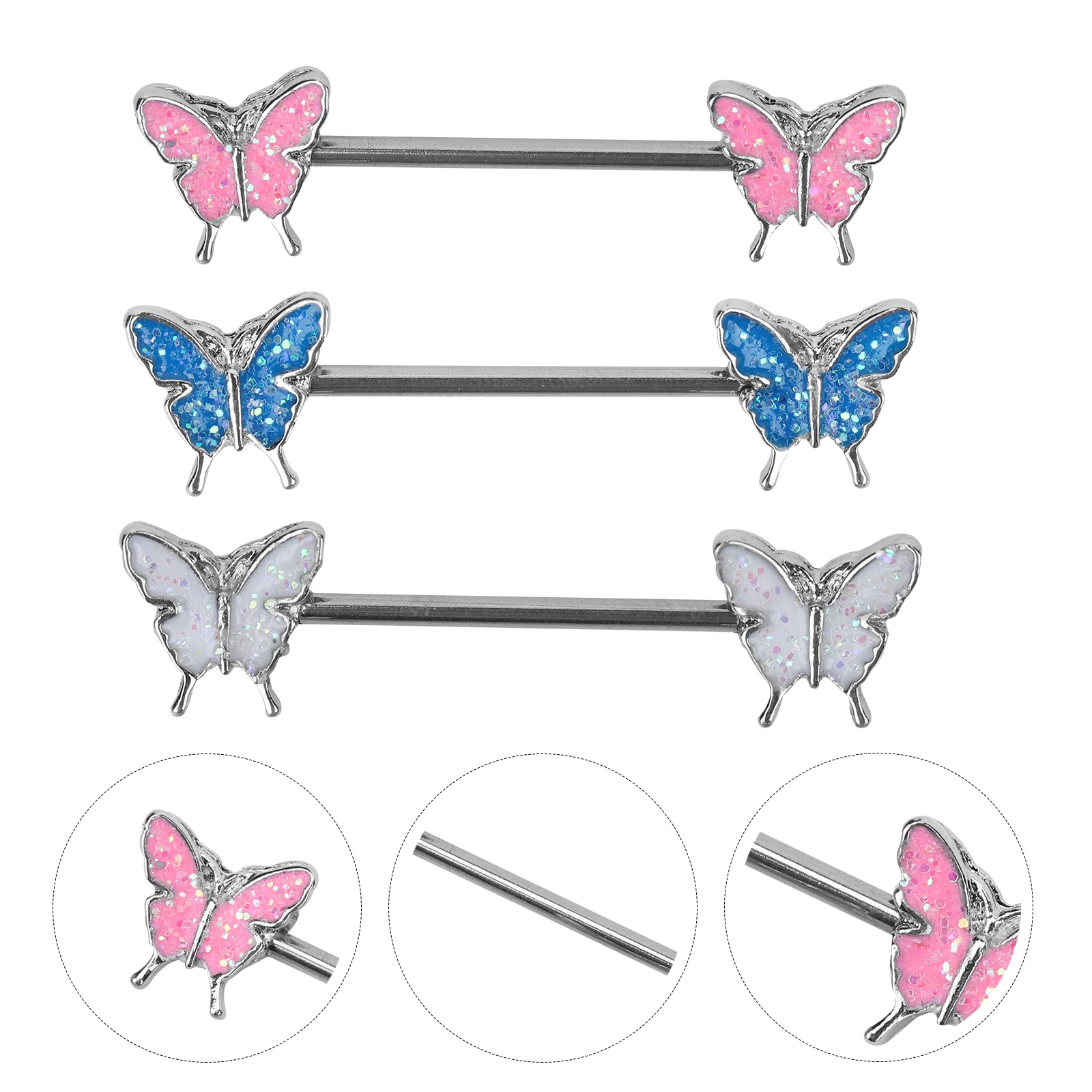 

3 Pairs Modeling Nipples Studs Girl Breast Rings Body Jewelry