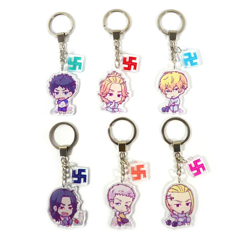

Anime Tokyo Revengers Cosplay Keychain Acrylic Figure Manjiro Ken Takemichi Hinata Atsushi Chibi Keyrings Kawaii Bag Key Chains