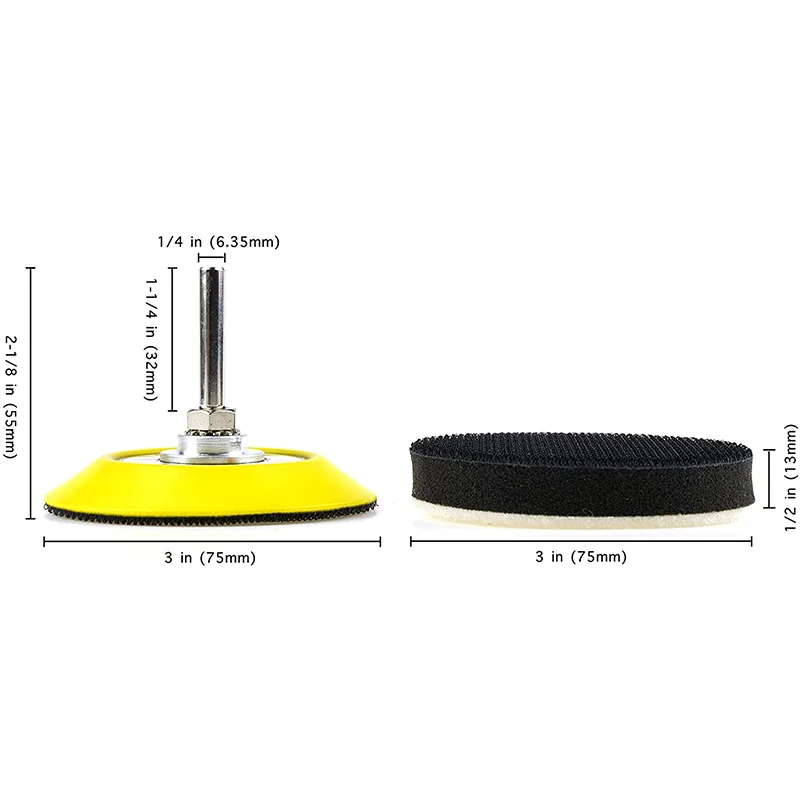 3 Inch (75mm) Hook and Loop Sanding Pad for Discs with 6mm Dia Shank Drill Attachment + Buffering Pad(3 Pack) Promotion | Инструменты