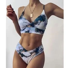 Купальник-бикини женский, с мраморным принтом, с высокой талией, пуш-ап, 2021