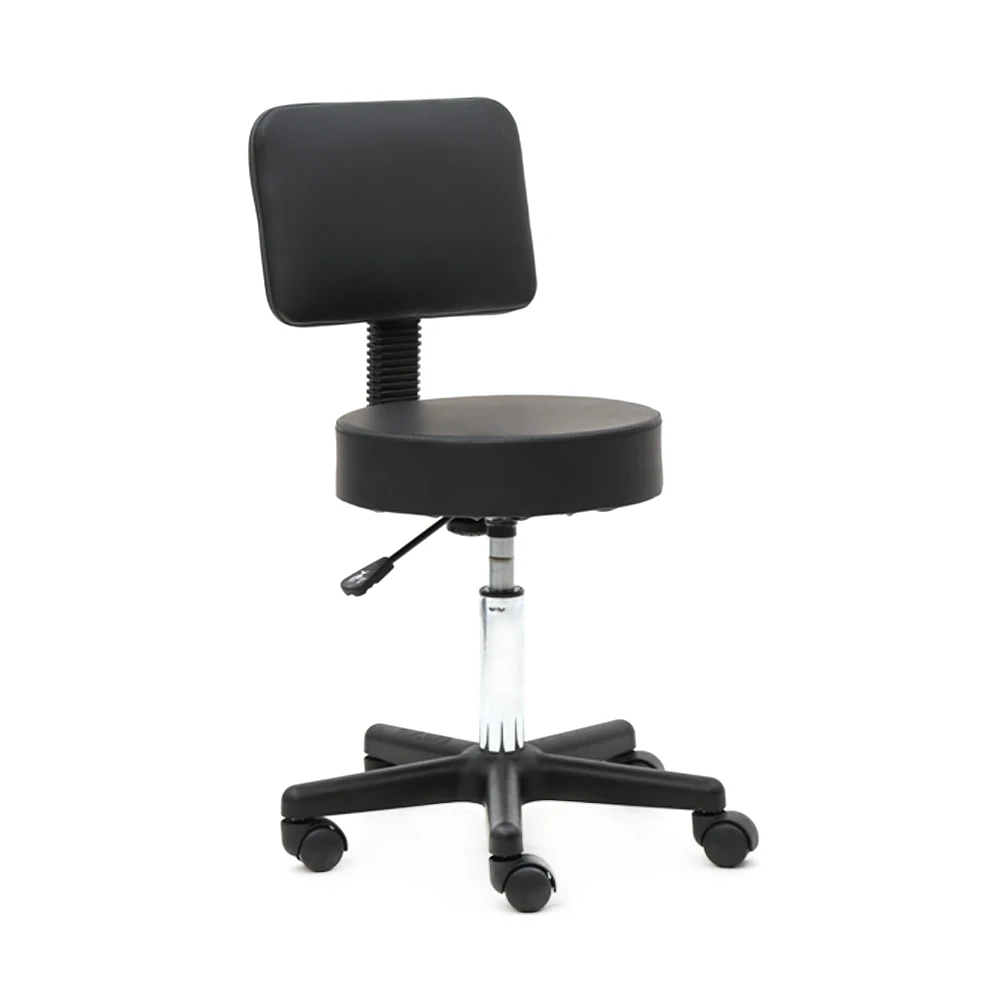 【US Warehouse】Round Shape Plastic Adjustable Salon Stool with Back Black