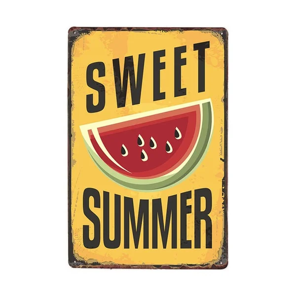 

Vintage Sweet Summer Watermelon Metal Tin Sign 8x12 Inch Home Kitchen Bar Restaurant Bar Poster Wall Decor