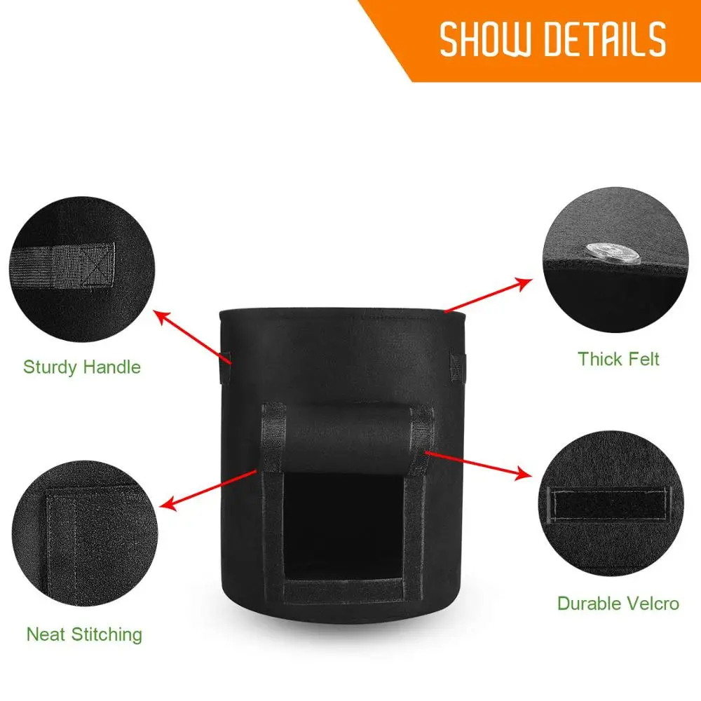 3 шт 7 галлонов нетканые ткани мешки для выращивания с ручками горшки растений