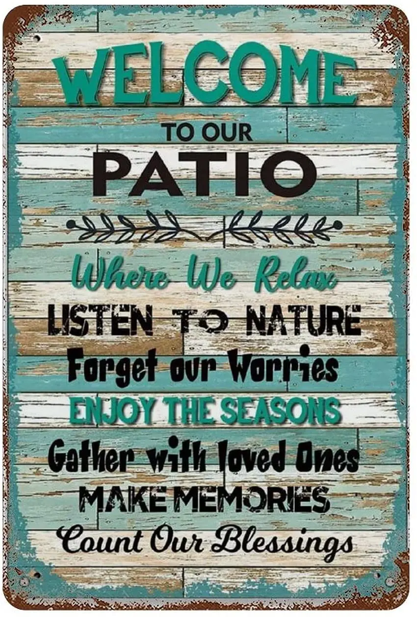 Welcome To Our Patio Vintage Metal Sign Where We Relax Retro