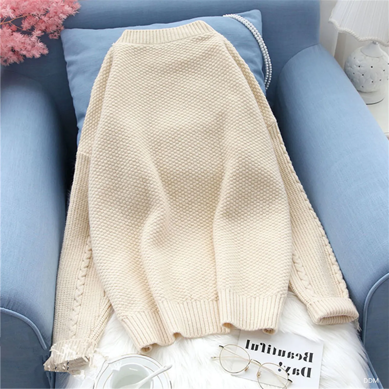 

FOLOBE Tassel knitted sweater women pullover loose Casual green winter sweater female O neck 2020 autumn jumper pull femme