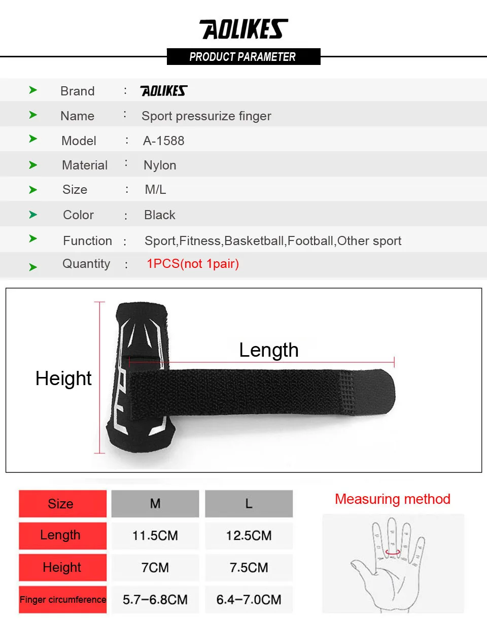 AOLIKES 1PCS Finger Splint Guard Bands Compression Breathable Finger Sleeve for Basketball Sport Aid Support Wrap Caps Protector