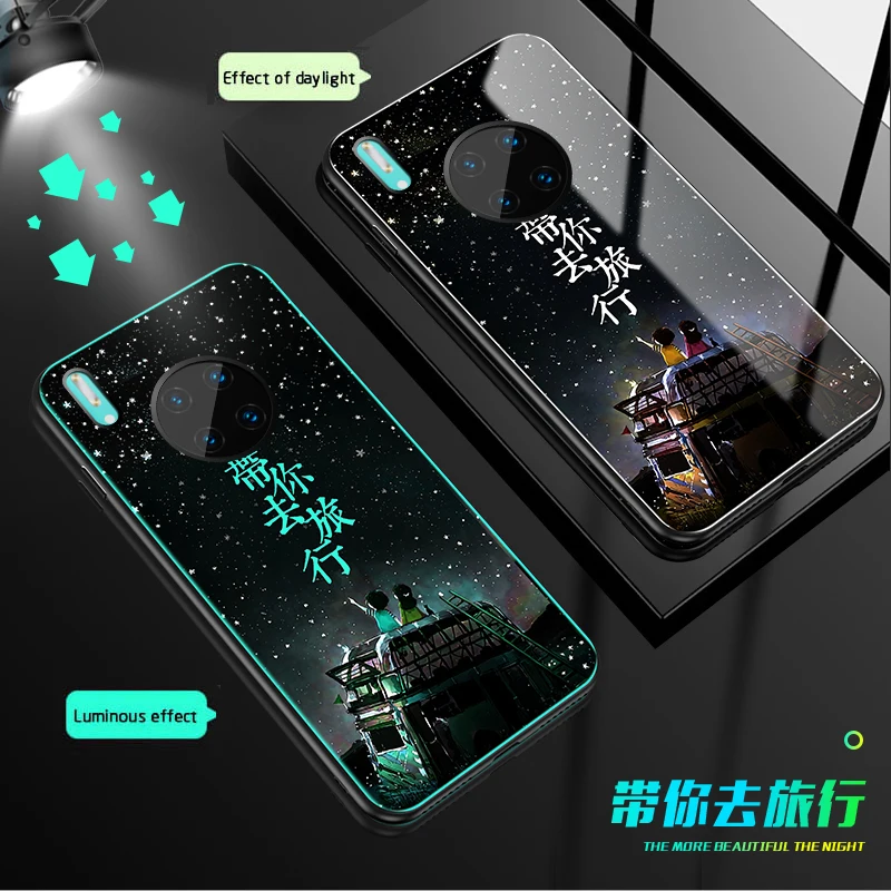 07 Чехол в виде светящегося стекла для huawei mate 30 20 Lite Ночной светильник чехол для mate 30 20 pro задняя крышка для huawei mate 30 5G mate 20X - Цвет: 07