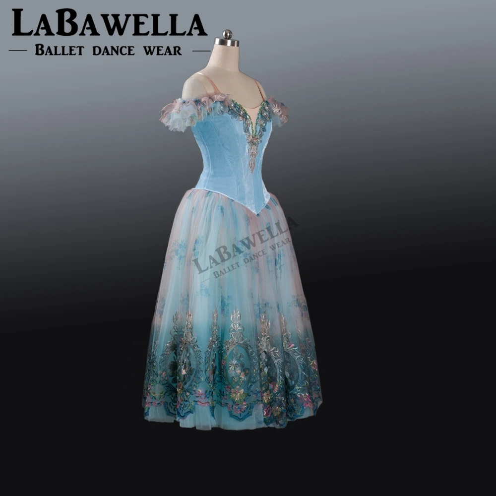 Женский Классический сценический костюм для выступлений голубое бархатное