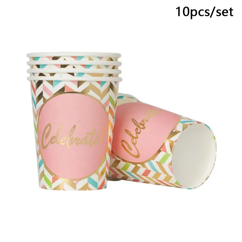 1 комплект с надписью розовый праздновать днем рождения Одноразовый бумажный