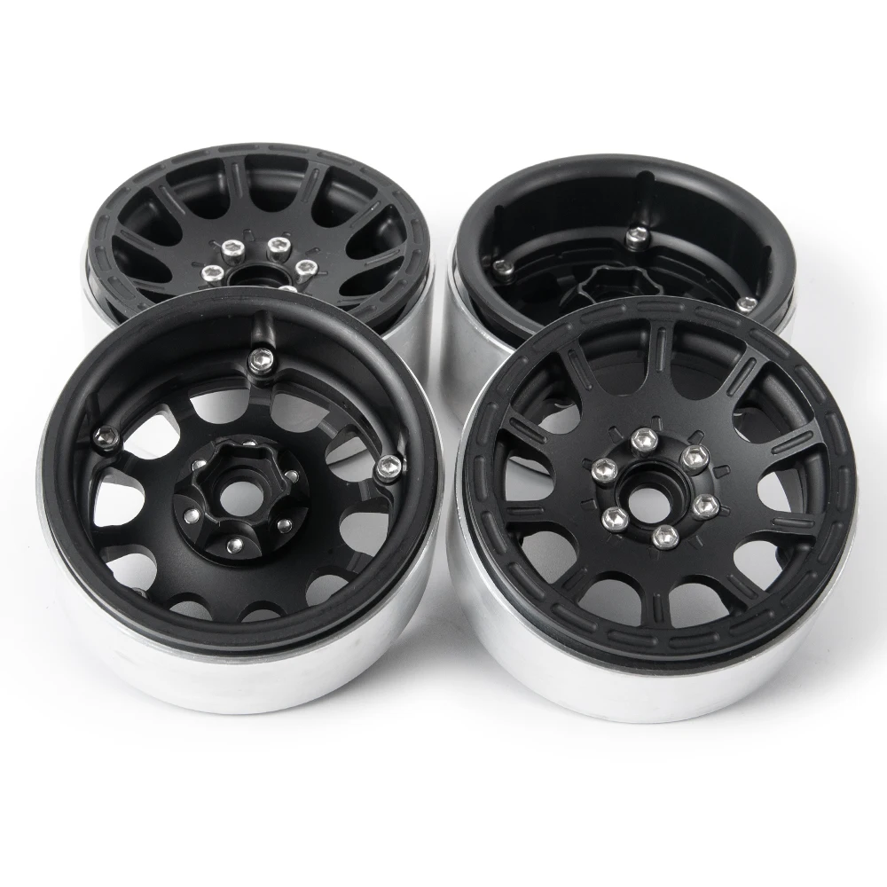 

YEAHRUN 4 Pcs/lot Beadlock Wheel Rims 2.2Inch Metal Alloy Wheel Hub 30.5mm Width for Axial Wraith 90018 1/10 RC Rock Crawler Car