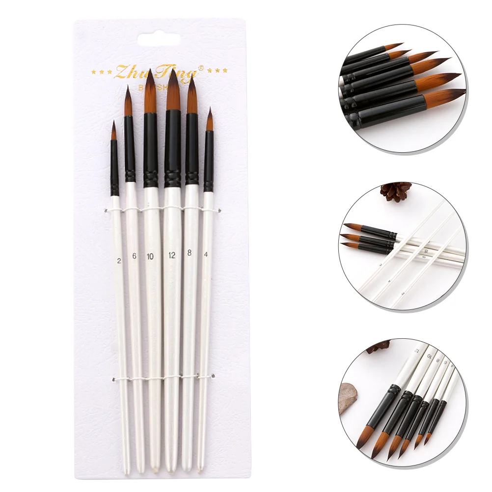 

6pcs Art Paint Brushes Pens Oil Watercolor Artist Painting Brushes Painting Supplies