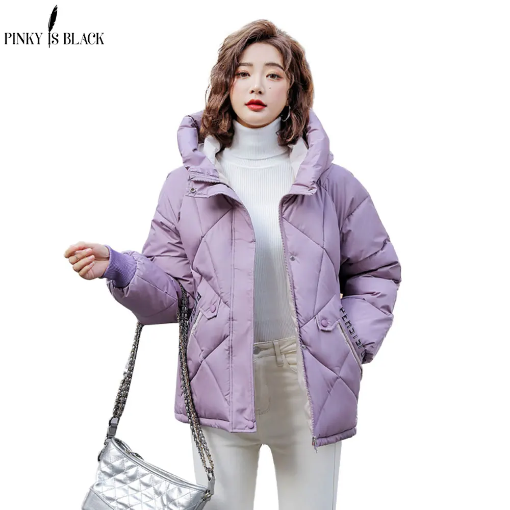 PinkyIsBlack 2020 New Winter Jacket Women Parkas Hooded Thick Down Cotton Padded Female Jacket Short Winter Coat Women Outwear
