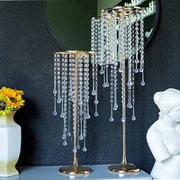 otation candlestick wedding props crystal bead curtain rotating candlestick flower bracket vase candle stand christmas gift