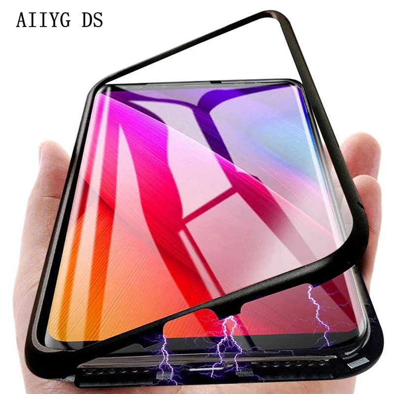 Роскошный магнитный металлический чехол для телефона Huawei P40 Lite P30 P20 Y5 Y6 Y7 Prime 2019 Honor