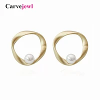carvejewl pearl stud earrings twisted irregular round circle korean earrings for women jewelry new fashion romantic wholesale