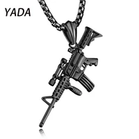 yada black alloy ak 47 gun presentsnecklace for men women rapper jewelry necklaces stainless steel hip hop necklace se210058