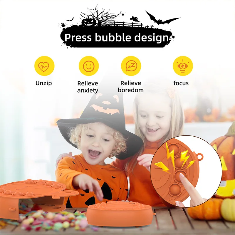 New Halloween Silicone Pumpkin Candy Box Children's Gift Decompression Bag Rat Killing Pioneer New Snack Box enlarge