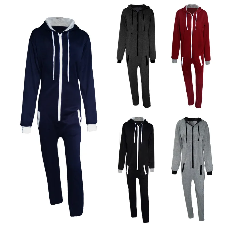 2022  Autumn Winter Hot Sale 5 Colors Fashion Unisex Men Pajamas Fashion Hooded Jumpsuit Onesie All In One Jumpsuits M-2XL