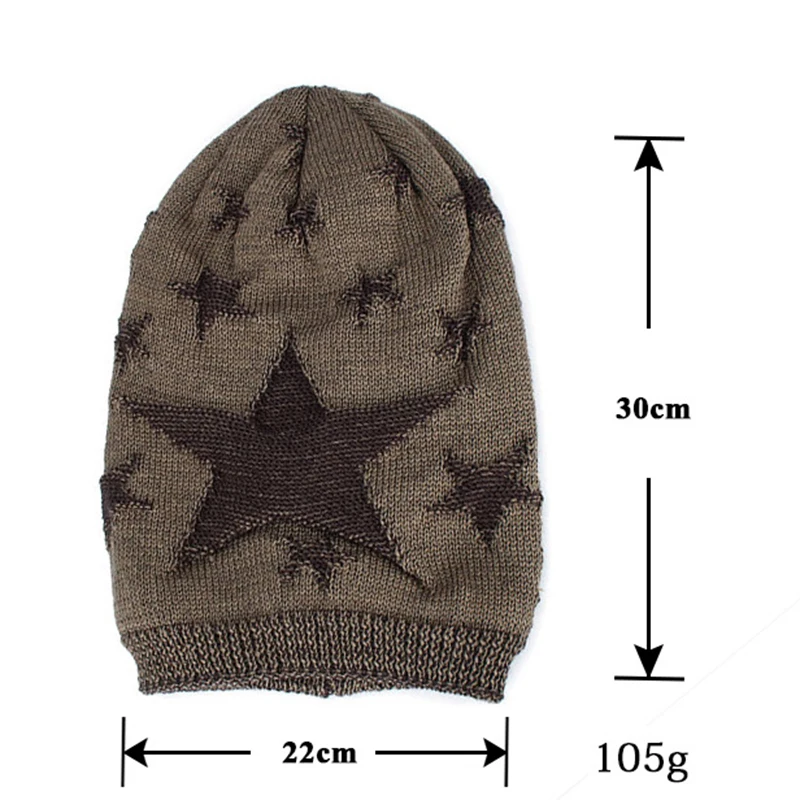 

RoxCober Winter Knitted Skullies Beanies Hat For Men Women Wool Scarf Caps Plus Velvet Cap Pentagram Bonnet Hats Warm Hats