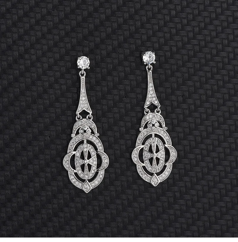 

European and American fashion retro hollow out zircon inlaid Earrings
