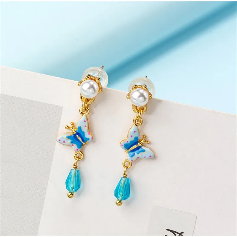 

Simple and Fashionable 925 Silver Needle Earrings Personalized Hand-painted Enamel Butterfly Pendant Dangle Earrings Earrings