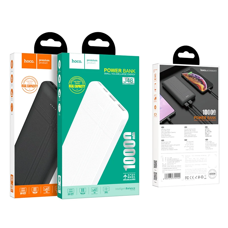 HOCO 10000mAh Dual USB power Bank внешние аккумуляторы портативное зарядное устройство для