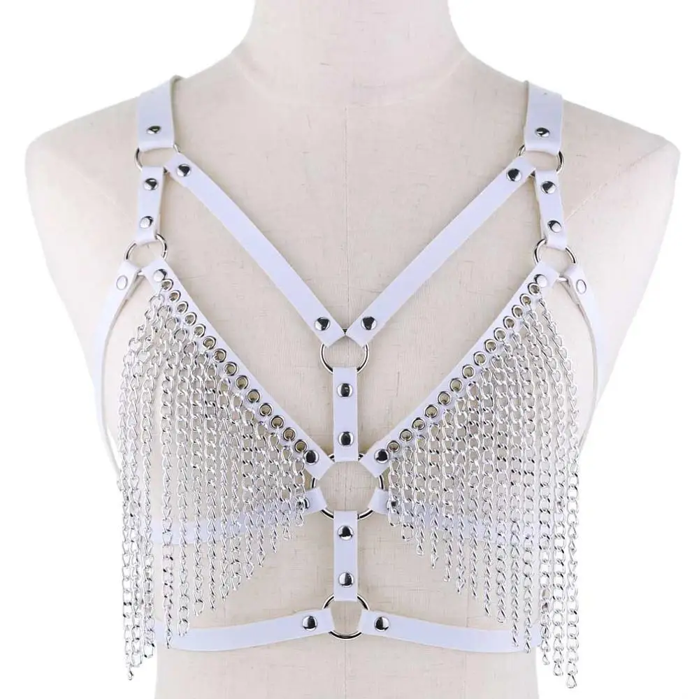 Европейский и американский рок пикантный кожаный бюстгальтер на цепочке цепочка