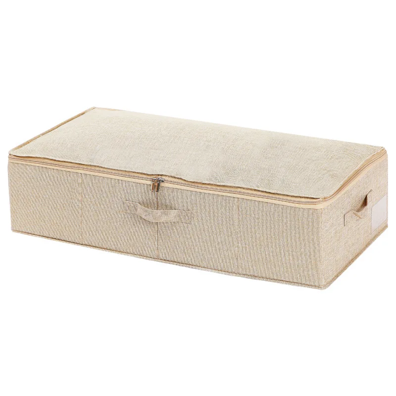 

Clothes Quilt Storage Box Fabric Home Moisture-Proof Cotton Linen Foldable Large Capacity Bed Bottom Child Toy Book Storage Bag