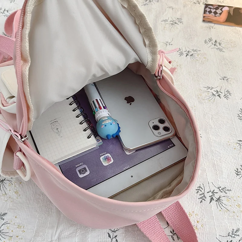 

Panelled Girls Schoolbag for Women Nylon Bagpacks Ladies Travel Rucksack Cute Female Backpacks Teenagers Girls Back Pack Mochila