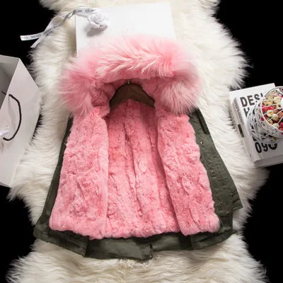 2019 г. Детские куртки из натурального кроличьего меха зимние пальто для девочек со