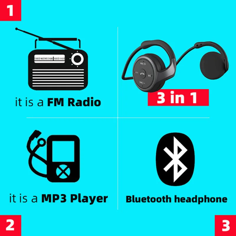 Bluetooth-наушники Arikasen спортивный MP3-плеер гарнитура FM-радио Расширенная память
