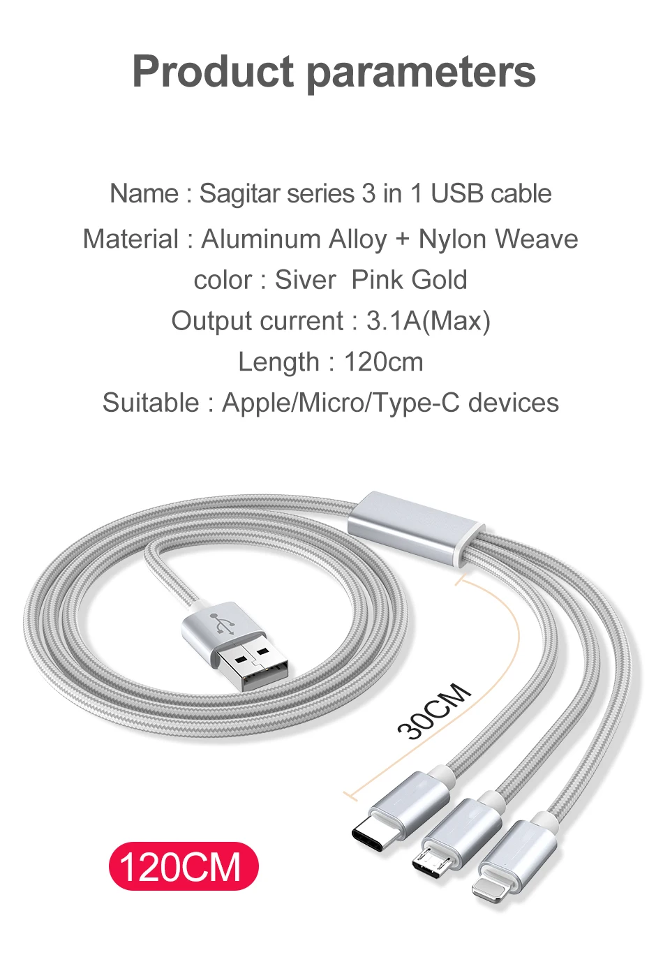 ROCK USB кабель для iPhone 11 XS Max XR X 8 7 6 для Xiaomi samsung зарядное устройство 3 в 1 Micro usb type C зарядное устройство Шнур