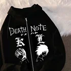 Толстовка с капюшоном Death Note, свитшот с принтом Кира L Lawliet Eyes и аниме принтом в стиле Харадзюку, модные корейские худи с длинным рукавом для пар, пуловер