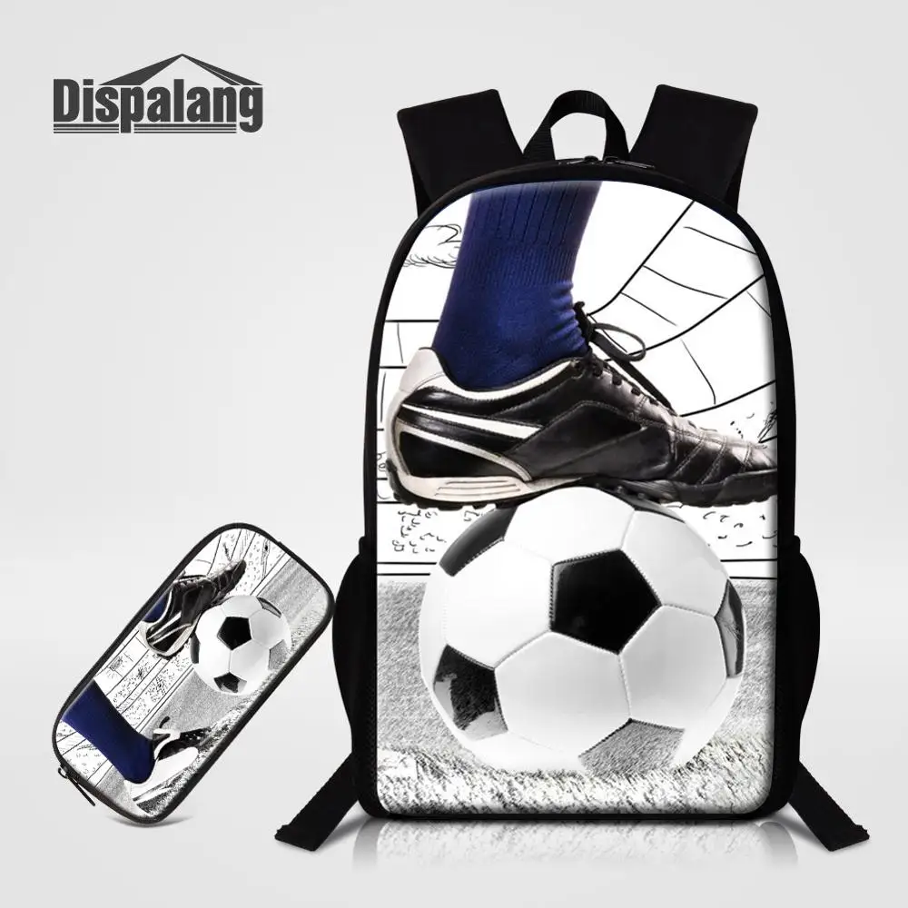 2 шт., школьная сумка с карандашом, чехол, 3D баскетбольные мячи, футбольные мячи, рюкзак с принтом для мальчиков начальной школы, повседневный рюкзак для детей, Rugtas - Цвет: 2 PCS Set25