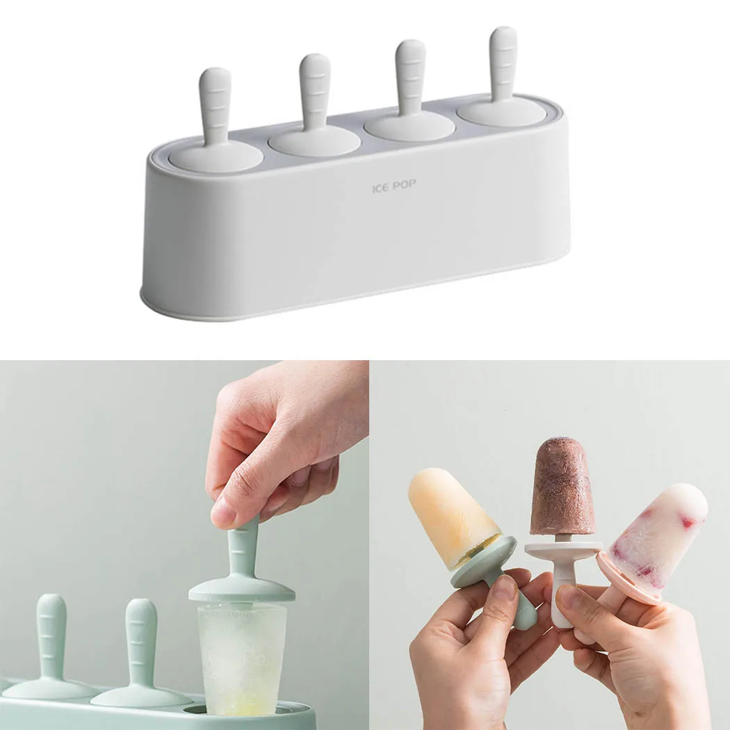

Home Ice Cream Mold Popsicle DIY Tool Silicone 4-hole Ice Mold Children Dessert Ice Cream Mold Kitchen Tools DIY mold
