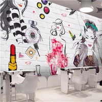wellyu custom any size fresco wallpaper watercolor brick beauty shop cosmetology store wall living room mural wallpaper