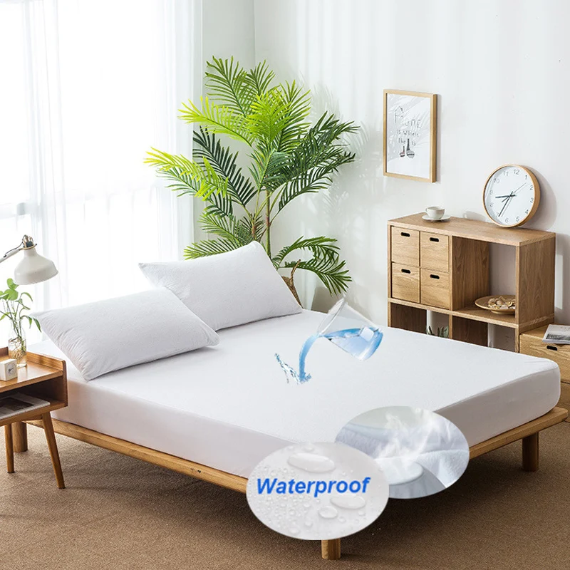 Однотонный белый чехол на матрас Водонепроницаемая дышащая защитная накладка