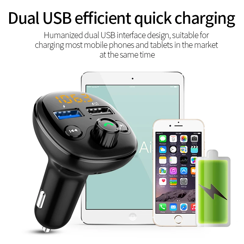 QC 3 0 быстрое автомобильное зарядное устройство Bluetooth Dual USB Автомобильное для