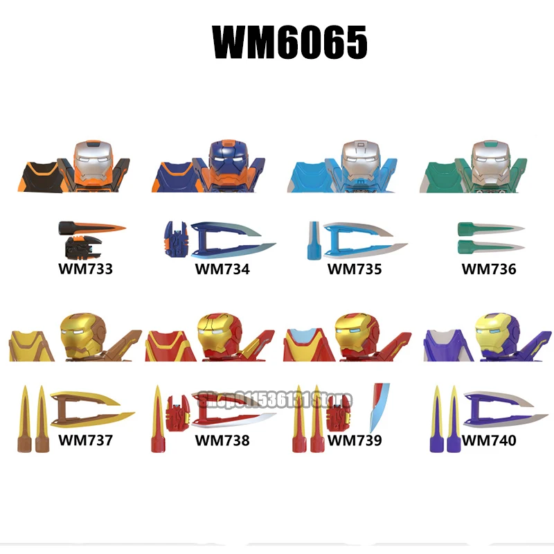 

8pcs Movies Iron Hero Series Legion Bricks Action Mini Figure Heads Building Blocks Dolls Anime Figures WM6065