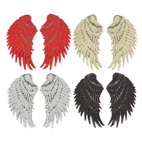 4 color motif applique stickers sequin patch diy angel wings iron on patches for kids clothes sew on embroidered patch